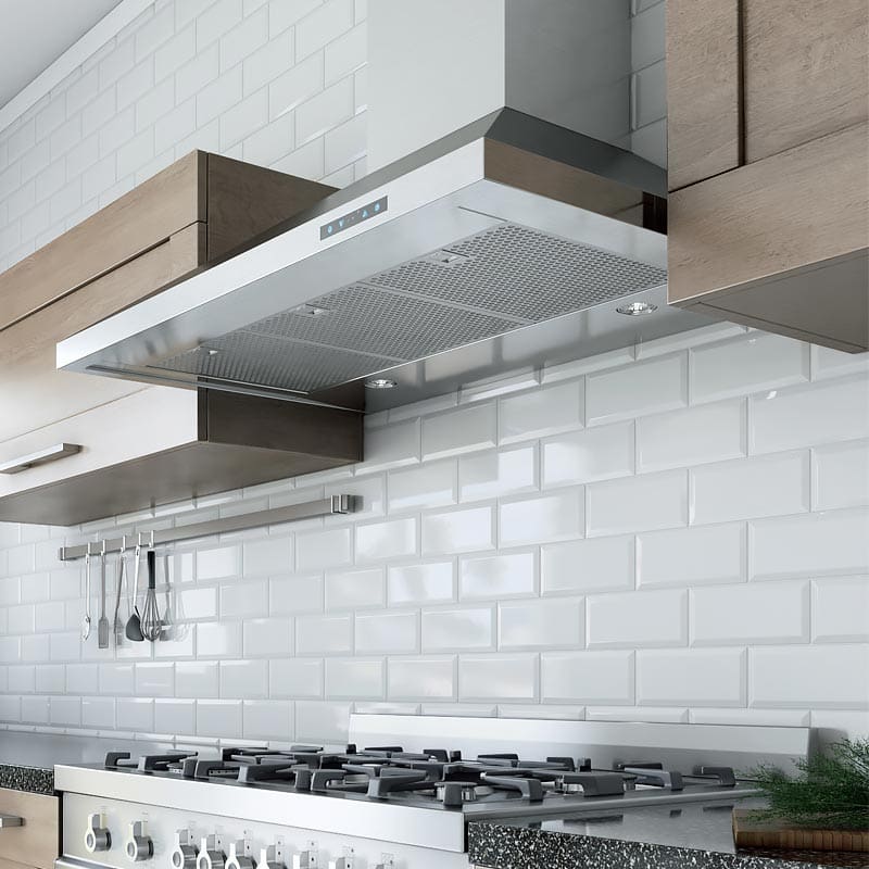 XO Low Profile Range Hood Island Mount Chimney