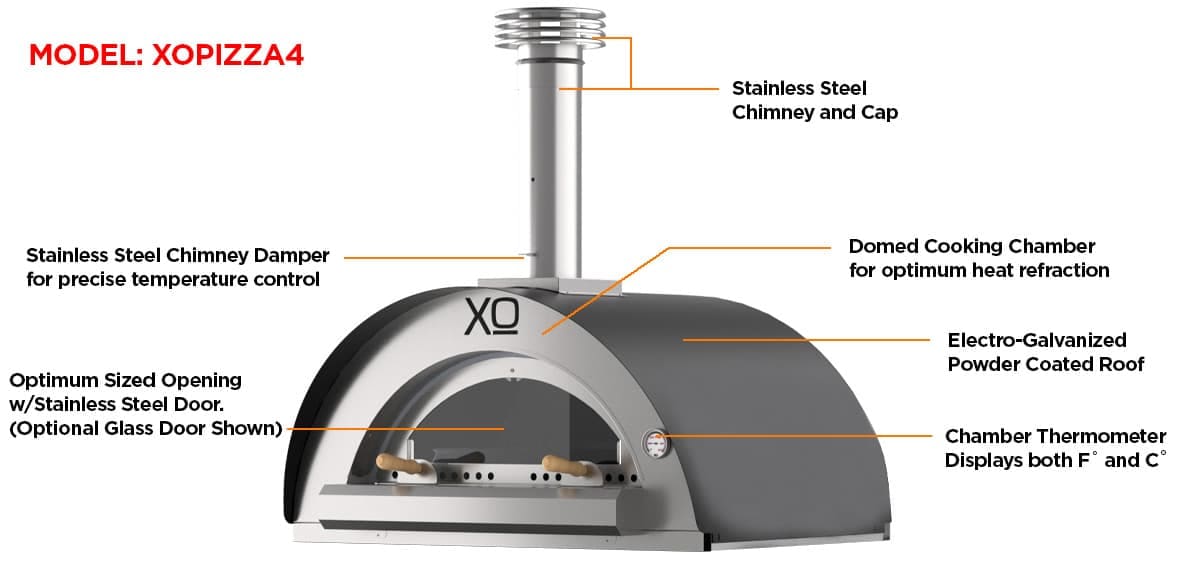 XO Optional Glass Door for 40 Pizza Oven with Stainless Steel