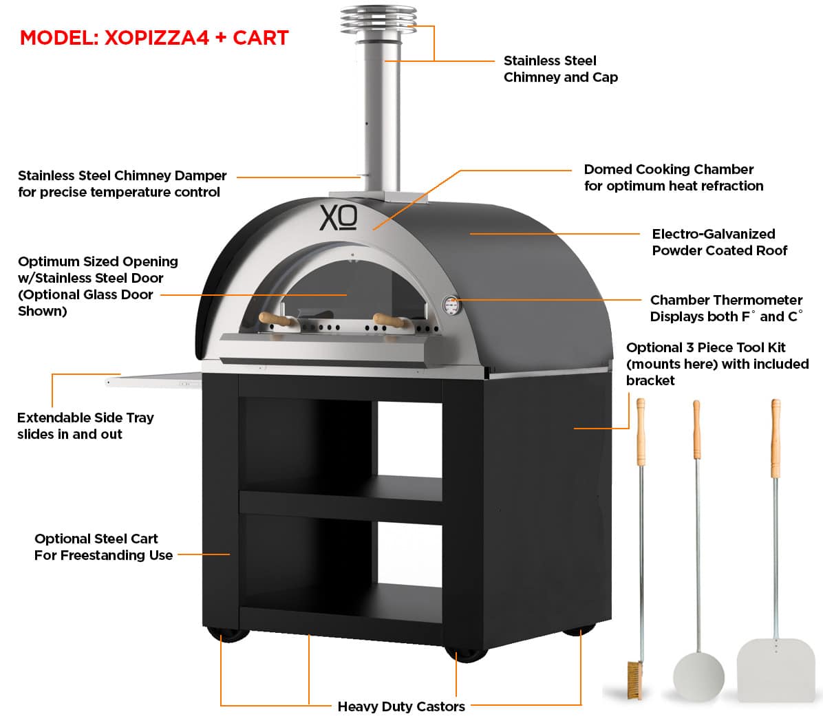 XO Stainless Steel and Glass Oven Door